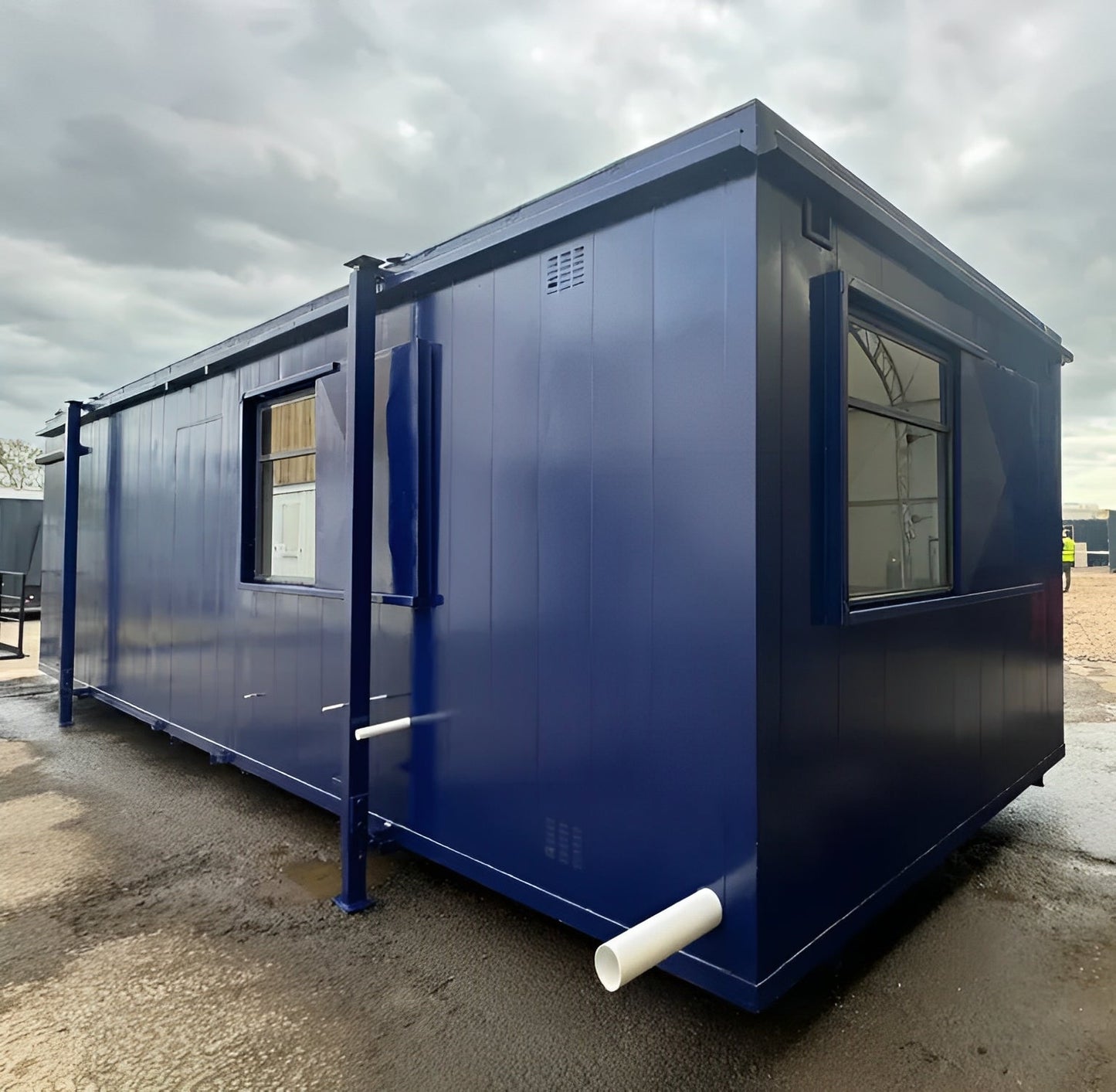 Custom 32Ft × 10ft Cabin Office + Canteen + 1+1 WC Wash Rooms Anti-Vandal