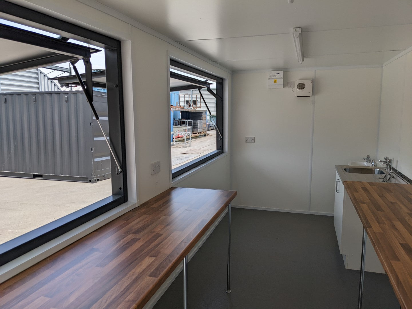 20ft Outdoor Catering Unit – Black Steel Shipping Container Conversion