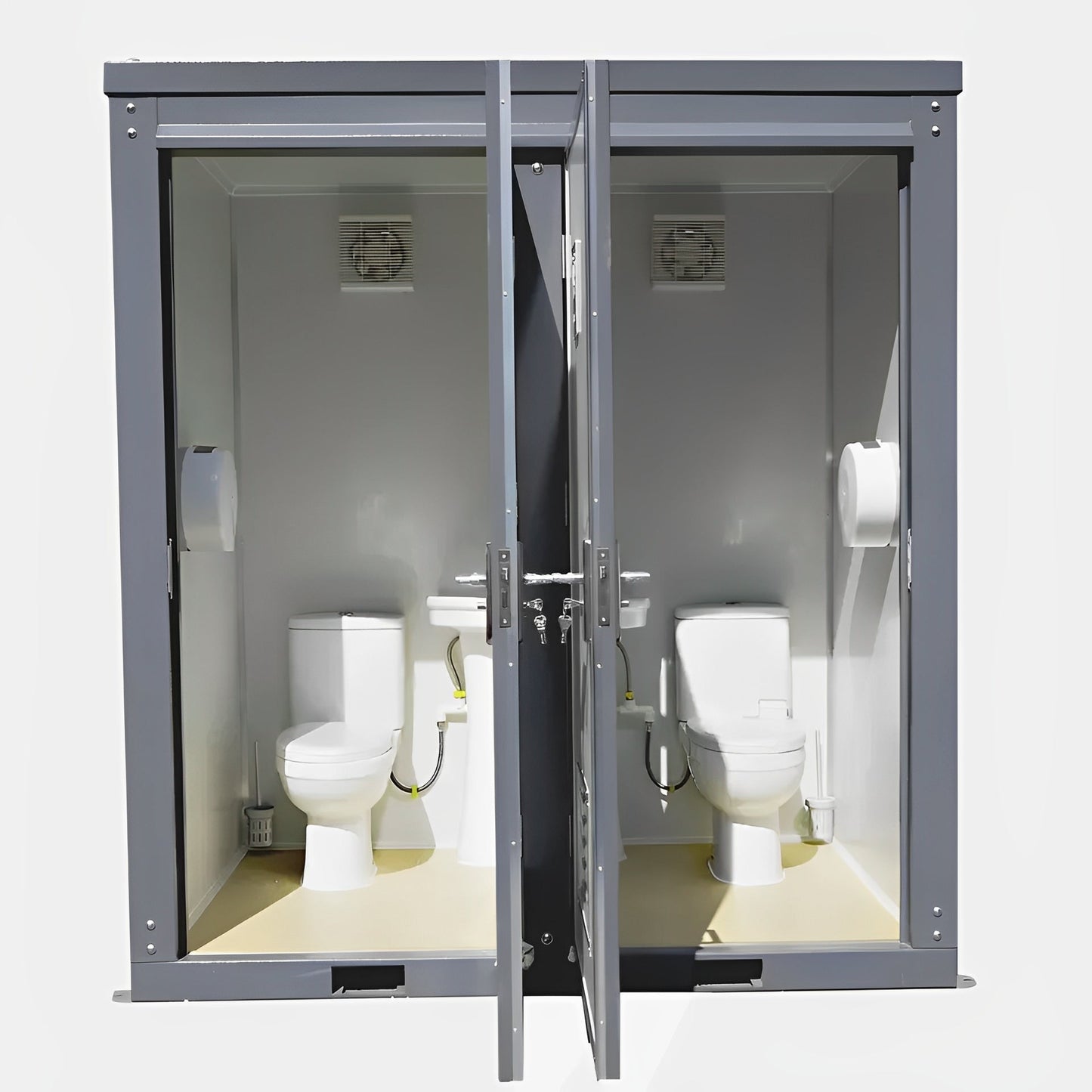 Dual Portable Toilet And Bathroom (Mobile Restroom w Sink 110V)